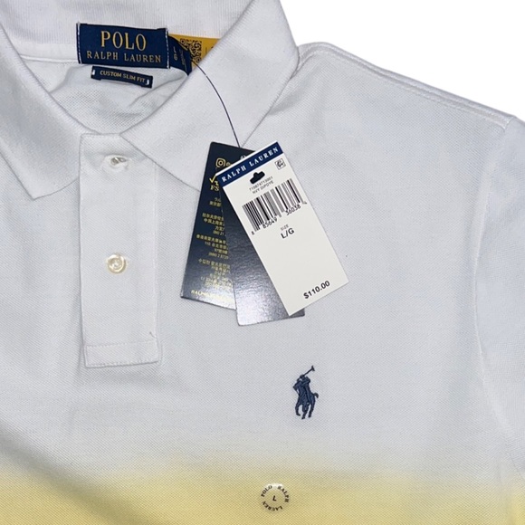 Polo Ralph Lauren Men's Custom Slim Fit Polo Shirt Bright Navy Dip Dye Multi - Picture 5 of 11